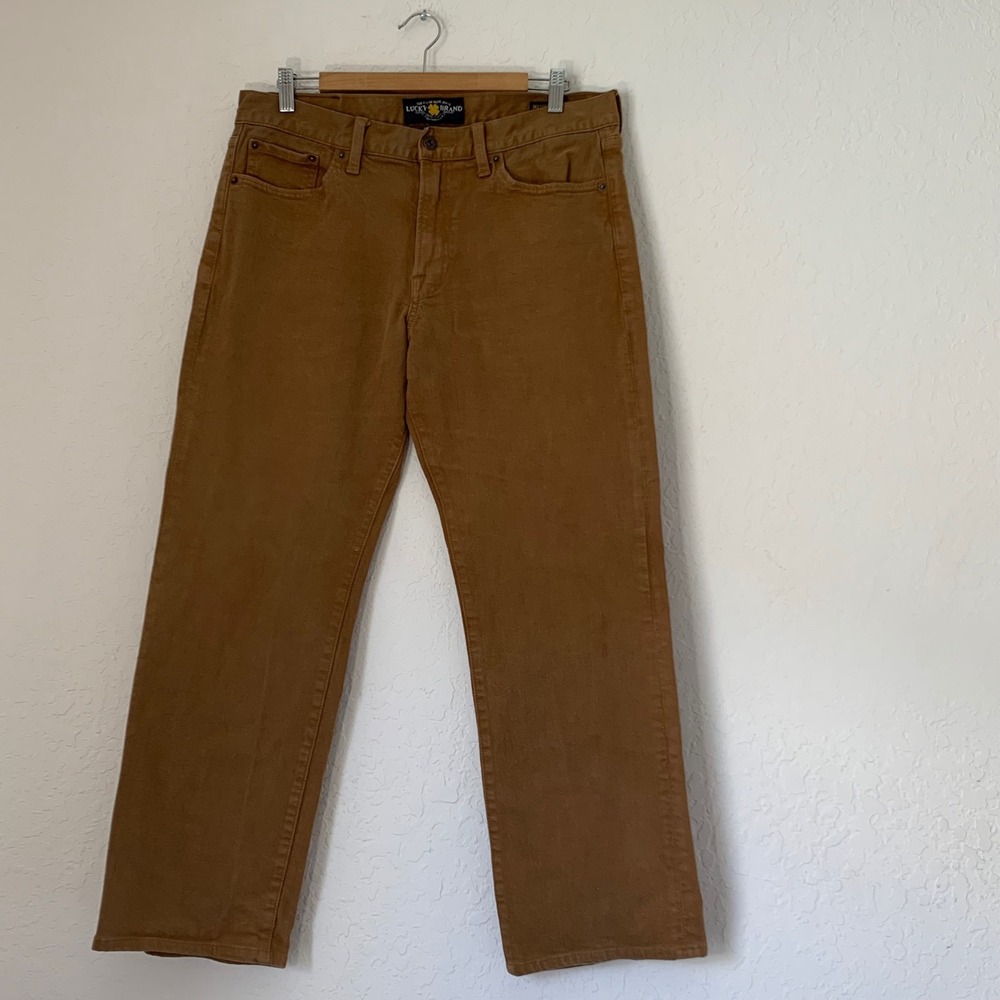 Lucky Brand 361 Vintage Straight Men 34x32 Brown Cotton Stretch Pants‎ Cowboy